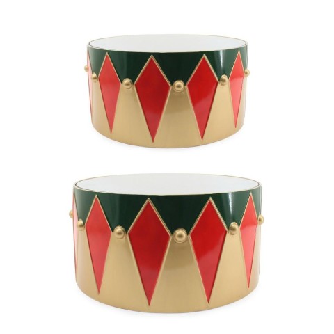 SET 2 TAMBURO DECOR CHANIEL ROSSO VERDE ORO